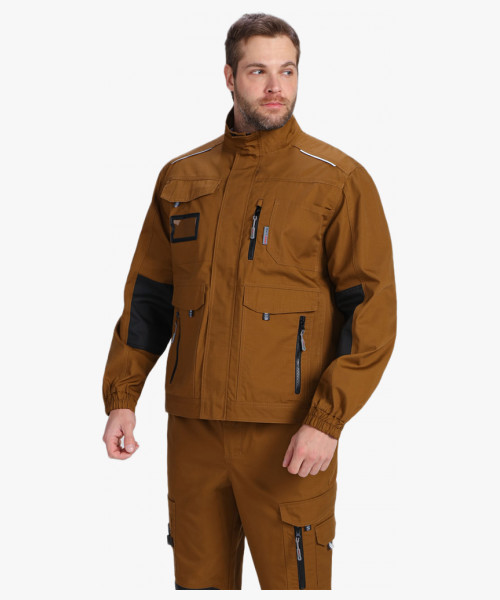 Костюм мужской летний ProfLineSpecialist-2 (тк.РипСтоп,240) полукомбинезон, коричневый/черный