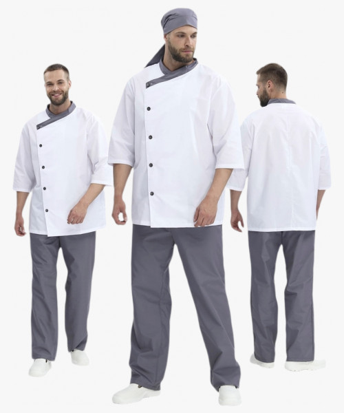 Костюм Канди (ткань ТиСи, 120), серый/белый