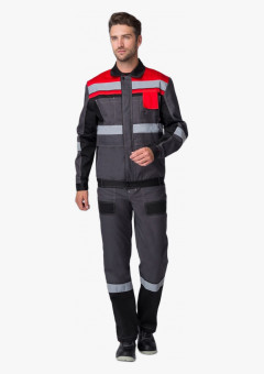 Костюм Виват-2 Премиум IMP (тк.Смесовая,240) п/к, т.серый/черный/красный
