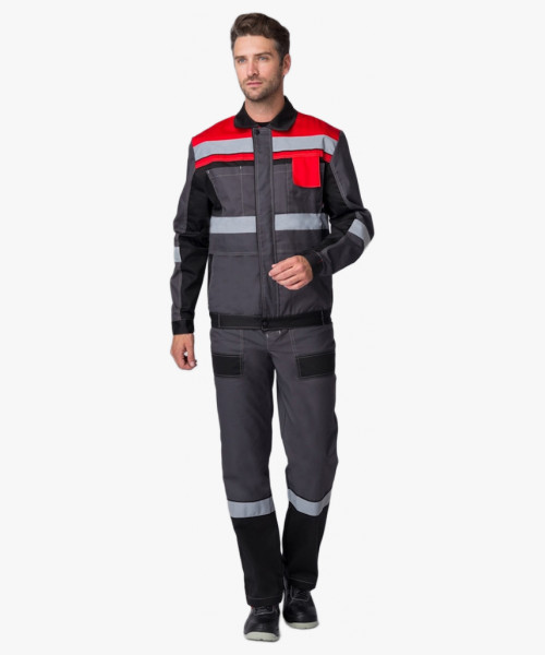 Костюм Виват-2 Премиум IMP (тк.Смесовая,240) п/к, т.серый/черный/красный