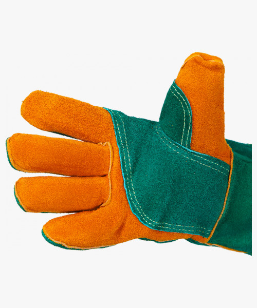 Green Welder Краги из спилка зеленого цвета с усилением, прошиты огнеупорной нитью