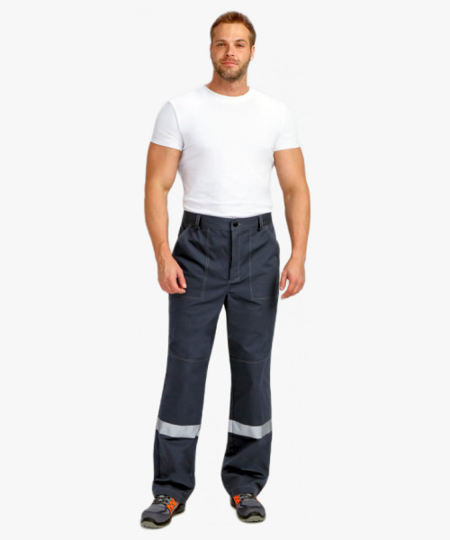 Костюм Бриготек-1 СОП (тк.Смесовая,260) брюки, т.серый/оранжевый