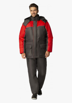 Костюм зимний (тк.Оксфорд) п/к, т.серый/красный