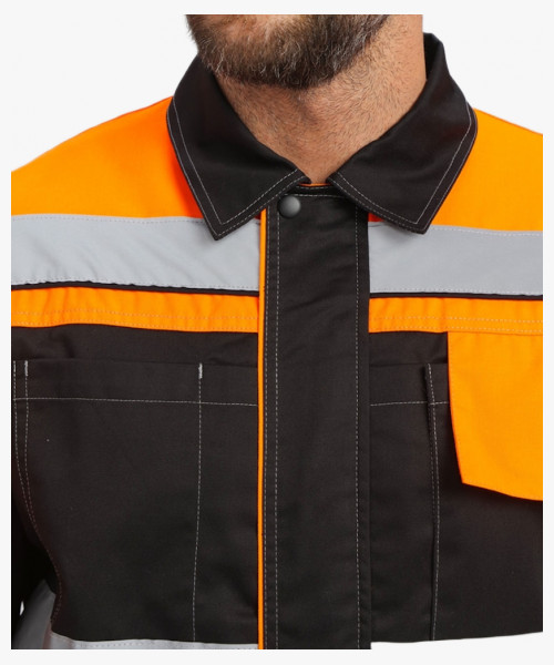 Костюм Виват-1 Премиум CH МВО (тк.Смесовая,240) брюки, черный/оранжевый