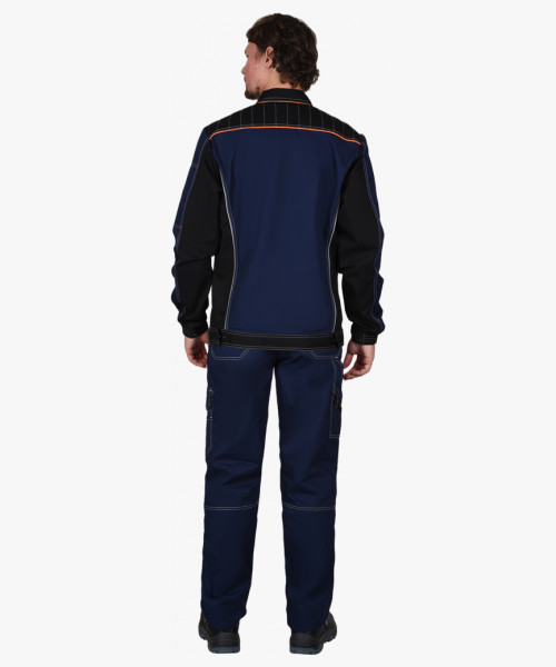 Костюм СИРИУС-ПРЕСТИЖ куртка, брюки, синий с черным и оранжевой отделкой