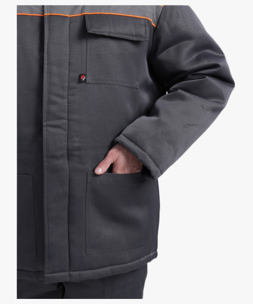 Костюм зимний Труженик-Ультра СОП (тк.Смесовая,210) брюки, т.серый/оранжевый