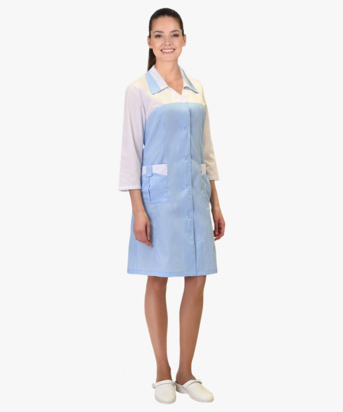 Халат СИРИУС-ВЕНЕРА женский белый с голубым