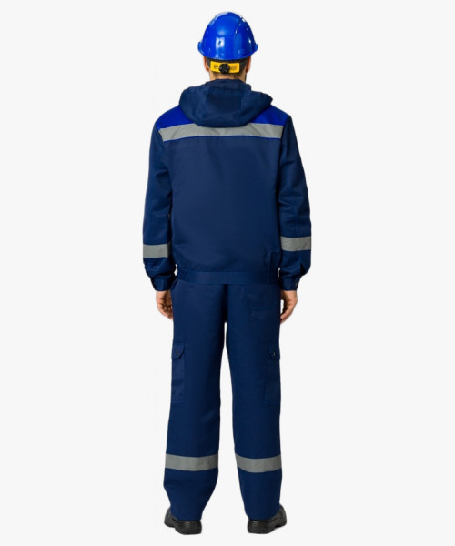 Костюм Титан-1 СОП с капюшоном (тк.Смесовая,210) брюки, т.синий/васильковый