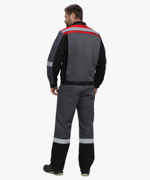 Костюм Виват-1 Премиум IMP (тк.Смесовая, 240) брюки, т.серый/черный/красный