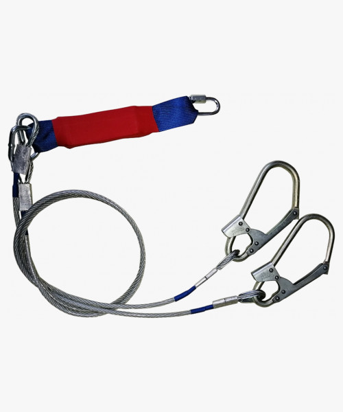 Строп аБд+К50+Кс (стальной трос) двойной с амортизатором 2 бол.+1 соед.кар. 1,5м