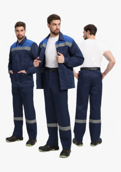 Костюм Стандарт СОП усиленный (тк.Смесовая,210) брюки, т.синий/васильковый