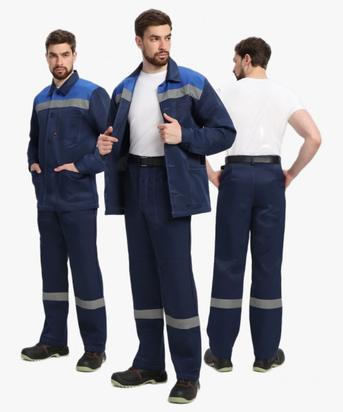 Костюм Стандарт СОП усиленный (тк.Смесовая,210) брюки, т.синий/васильковый