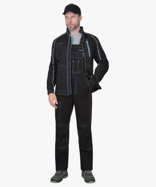 Костюм мужской СИРИУС-АЛЕКС куртка, полукомбинезон, чёрный