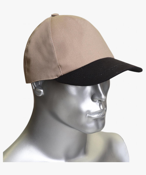 Кепка-бейсболка бежевая с черным козырьком (тк.PANACOTTA)