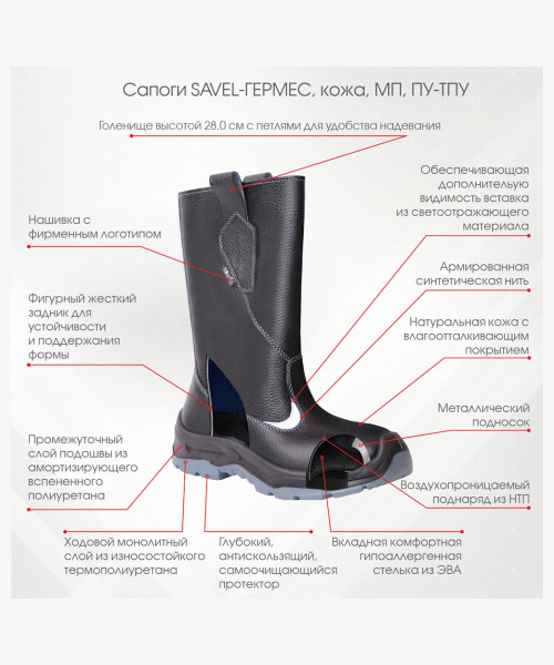 Сапоги SAVEL-ГЕРМЕС кожа, МП, ПУ-ТПУ