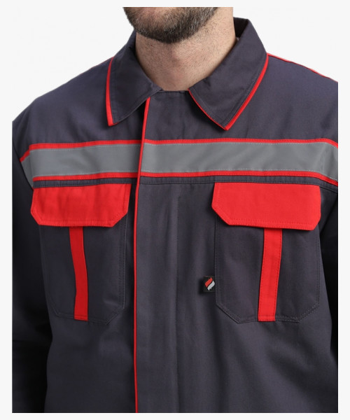 Костюм Итрорис-1 СОП (тк.Саржа,250) брюки, т.серый/красный