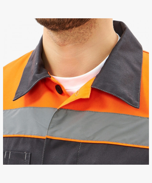 Костюм Липецк-1 СОП CH (тк.Смесовая,280) брюки, т.серый/оранжевый