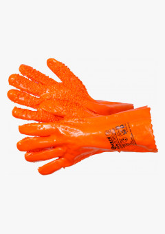 Fishy Перчатки МБС, интерлок с полным покрытием ПВХ и ПВХ крошкой оранжевого цвета