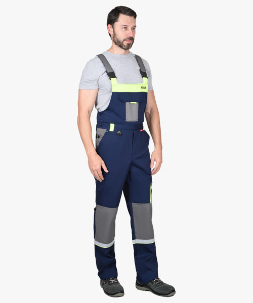 Костюм СИРИУС-СТАН куртка кор., п/к синий со ср.серым и лимонным