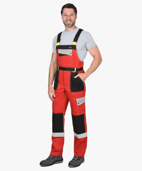 Костюм СИРИУС-ПОЛИНОМ муж., курт.кор. п/к, черный с красным и св.серым СОП 50мм