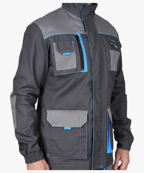 Костюм СИРИУС-ДВИН куртк. , брюки т.серый со ср.серым и голубой отделкой пл. 275 г/кв.м