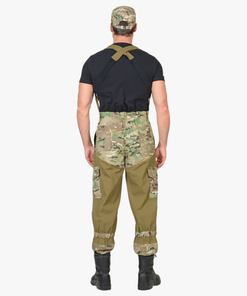 Костюм СИРИУС-ГОРКА куртка, брюки, помочи (полотно палаточное), хаки, отделка КМФ Мультикам