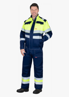 Костюм СИРИУС-НАВИГАТОР-2 куртка, брюки, синий с лимонным и СОП