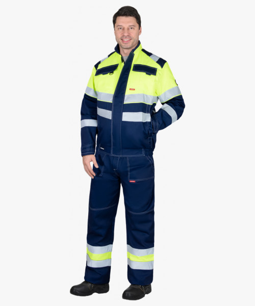 Костюм СИРИУС-НАВИГАТОР-2 куртка, брюки, синий с лимонным и СОП