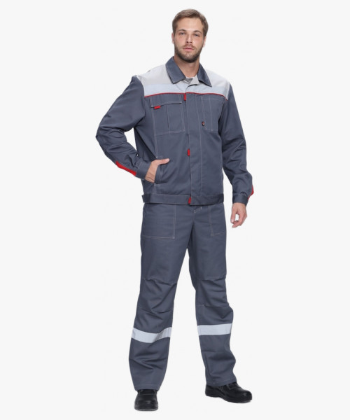 Костюм Флофт-2 Премиум СОП У. (тк.Смесовая,240) п/к, т.серый/серый/красный