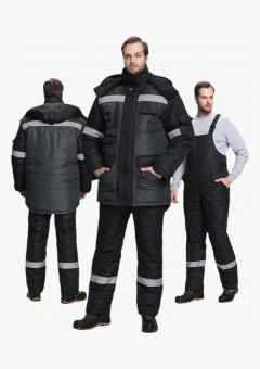 Костюм зимний Беркут СОП CH (тк.Таслан) п/к, черный/т.серый