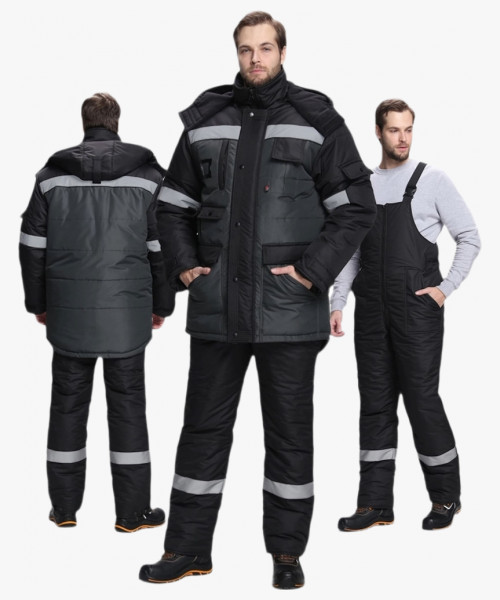 Костюм зимний Беркут СОП CH (тк.Таслан) п/к, черный/т.серый