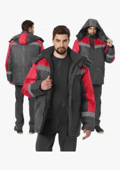 Куртка зимняя Лигор СОП (тк.OxLine,90), т.серый/красный