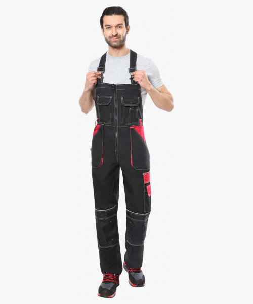 Костюм СИРИУС-АГАТ куртка, п/к черный с красным пл. 260 г/кв.м. ВО отделка