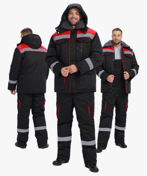 Костюм зимний Нейч-Премиум СОП К. (тк.Смесовая,240) п/к, черный/красный