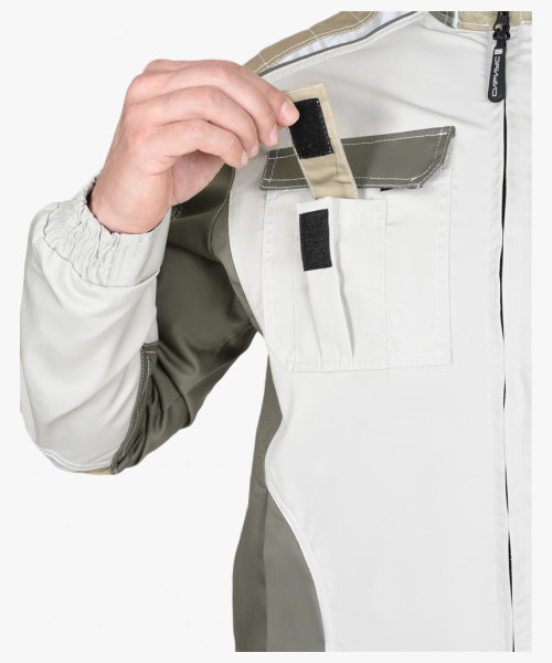 Костюм СИРИУС-КАСПИЙ куртка, брюки, молочный с оливой, песочным и СОП