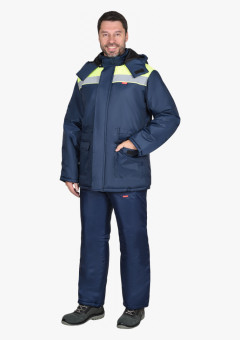 Куртка СИРИУС-БРИГАДИР темно-синяя с неоновым и СОП