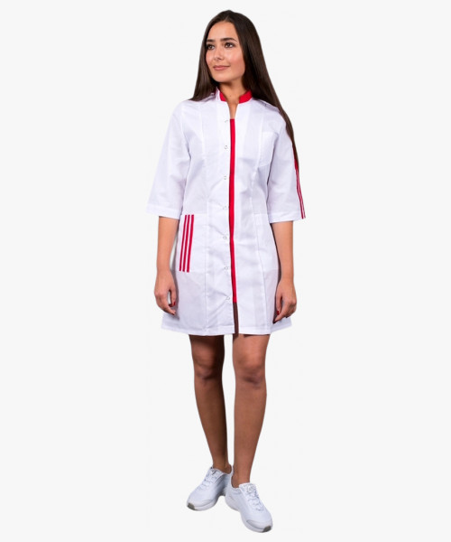 Халат женский Спринт (ткань ТиСи), белый/красный
