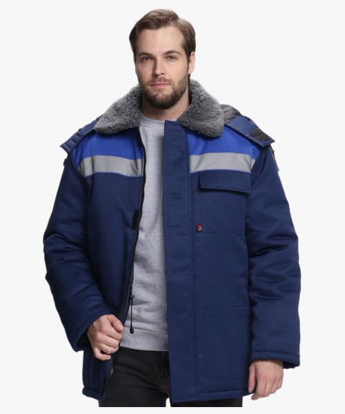 Куртка зимняя для бригадира NEW (тк.Смесовая,210), т.синий/васильковый