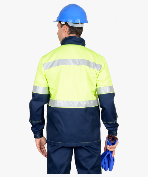 Костюм СИРИУС-ТЕРМИНАЛ куртка, п/к, темно-синий с лимонным и СОП