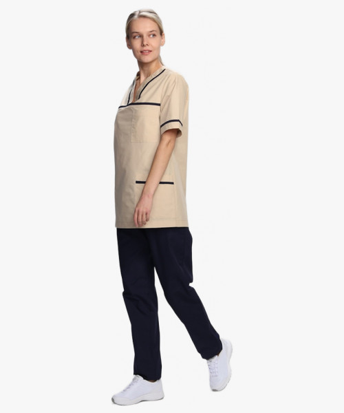 Костюм женский Ирис (тк.ТиСи), бежевый/т.синий