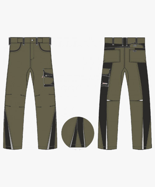 Брюки ProfLineLeader (тк.Хлопок/Спандекс,260), хаки/черный