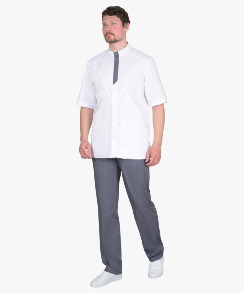 Костюм СИРИУС-АЛЕКС мужской белый с т.серым