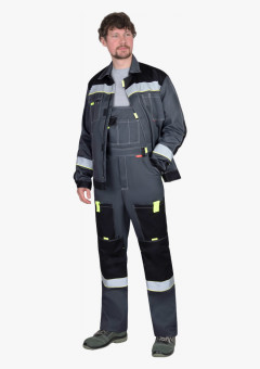 Костюм СИРИУС-ФАВОРИТ куртка, п/к, серый с черным, лимонным кантом и СОП