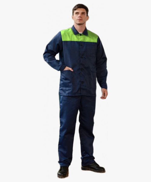 Костюм рабочий (тк.Смесовая,210) брюки, т.синий/лимонный