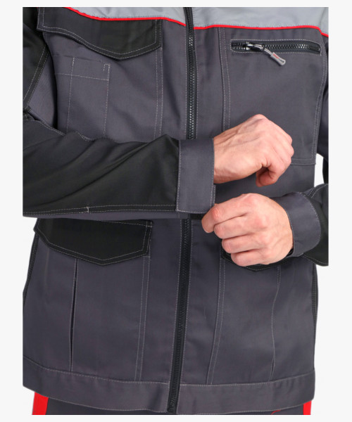 Костюм ProfLineBase-1 (тк. Твил, 210) брюки, т.серый/черный/красный