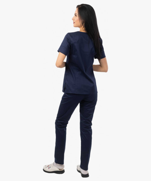 Костюм женский В-504, блуза, брюки, тёмно-синий