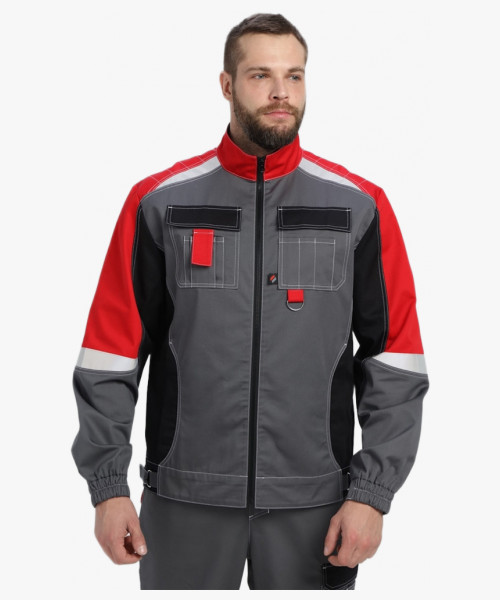 Костюм Вектрон-2 (тк.Смесовая МВО,240) п/к, серый/черный/красный