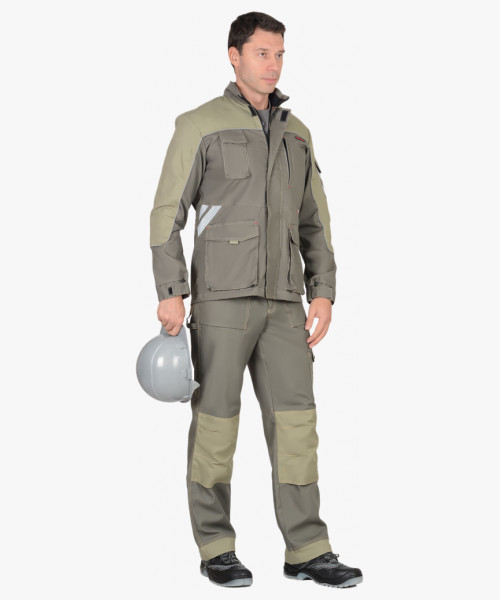 Куртка СИРИУС-ВЕСТ-ВОРК  т.оливковый со св.оливковым пл. 275 г/кв.м