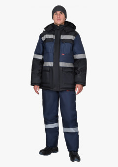 Куртка СИРИУС-ТЕРМИНАЛ зимняя, темно-синяя с черным и СОП