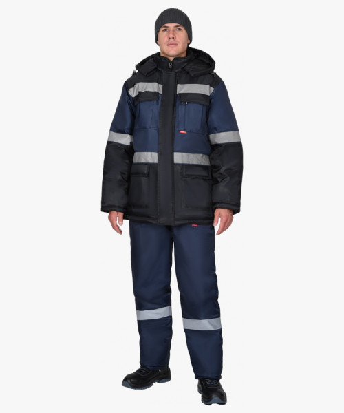 Куртка СИРИУС-ТЕРМИНАЛ зимняя, темно-синяя с черным и СОП